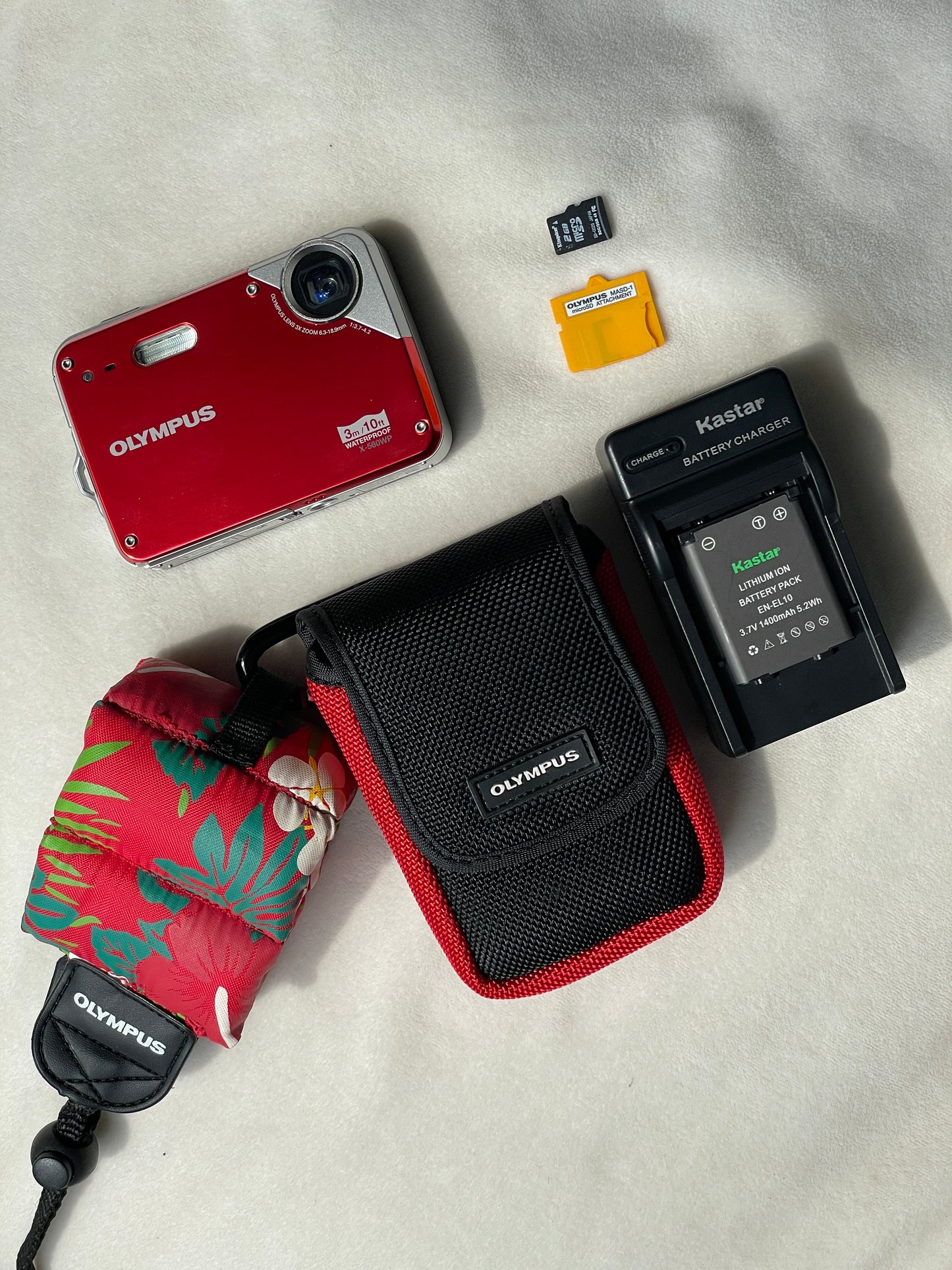 Olympus X-560WP 10 MP Digital Camera Bundle - Red