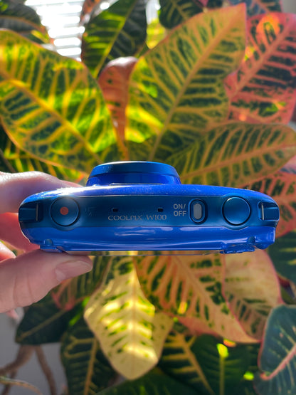 Nikon CoolPix W100 13.2 MP Digital Camera Bundle - Blue