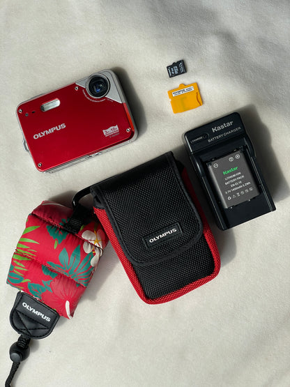 Olympus X-560WP 10 MP Digital Camera Bundle - Red