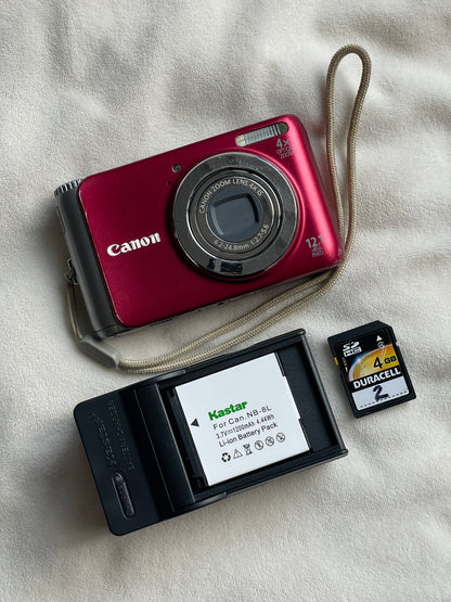 Canon PowerShot A3100 IS 12.1 MP Digital Camera Bundle - Red