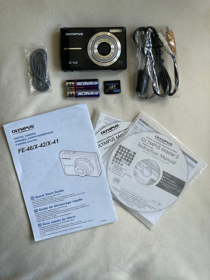 Olympus X-42 12 MP Digital Camera Bundle - Black - In Box