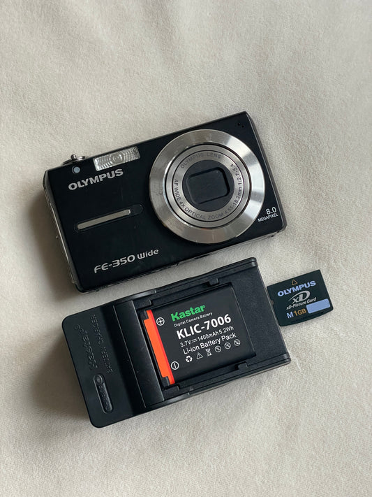 Olympus FE-350 Wide 8.0 MP Digital Camera Bundle - Black