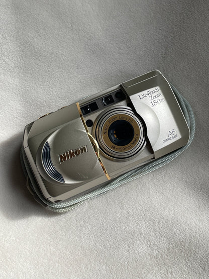 Nikon Lite-Touch Zoom 150 ED AF Quartz Date 35mm Film Camera Bundle - Gold Trim