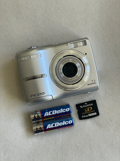 Olympus FE-210 7.1 MP Digital Camera Bundle - Silver - Complete in Box