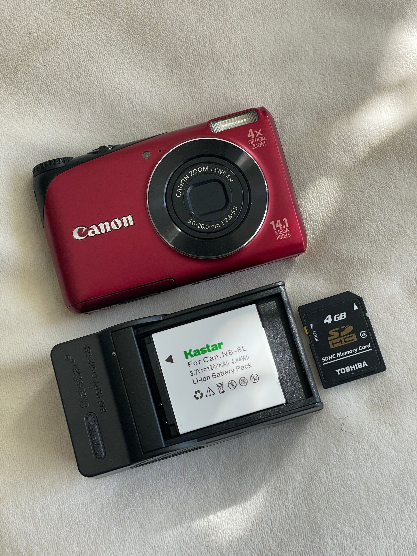 Canon PowerShot A2200 14.1 MP Digital Camera Bundle - Red
