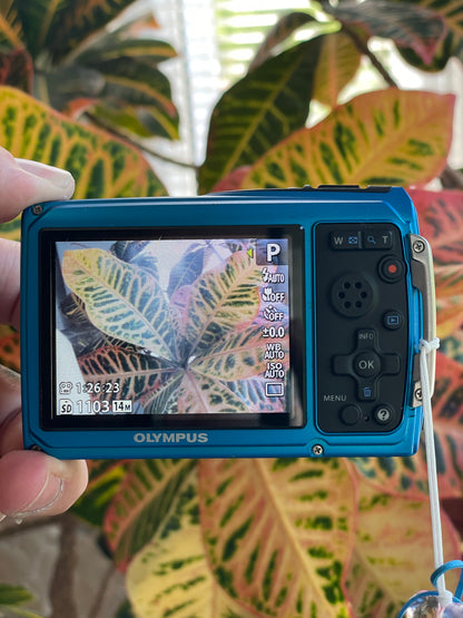 Olympus Tough TG-320 14 MP Digital Camera Bundle - Blue