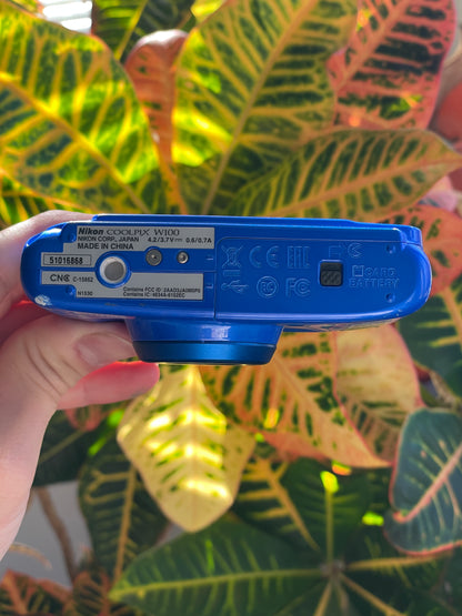 Nikon CoolPix W100 13.2 MP Digital Camera Bundle - Blue
