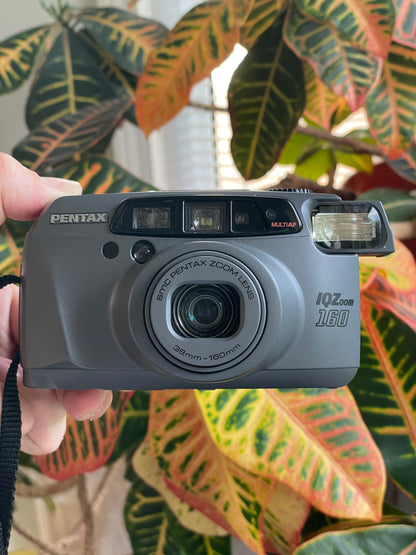 Pentax IQZoom 160 35mm Film Camera Bundle - Gray