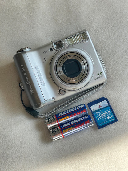 Canon PowerShot A520 4.0 MP Digital Camera Bundle - Silver