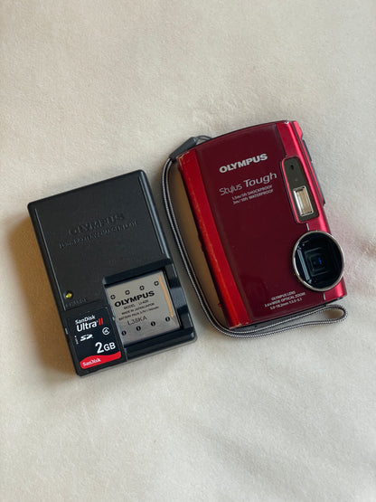 Olympus Stylus Tough-3000 12 MP Digital Camera Bundle - Red
