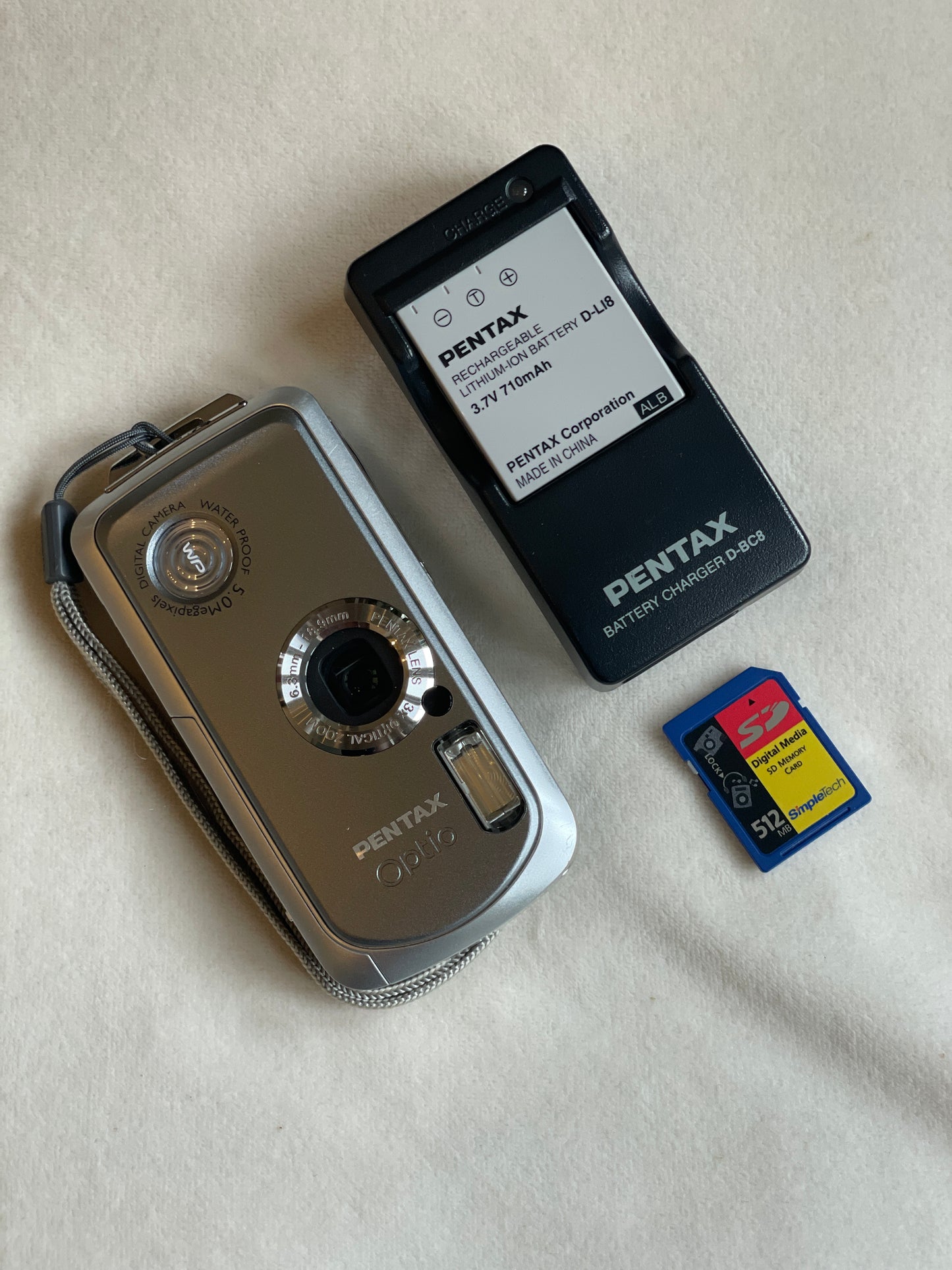Pentax Optio WP 5.0 MP Digital Camera Bundle - In Box