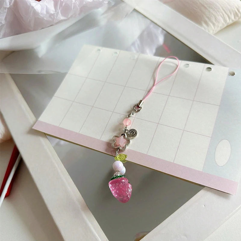 strawberry camera charm