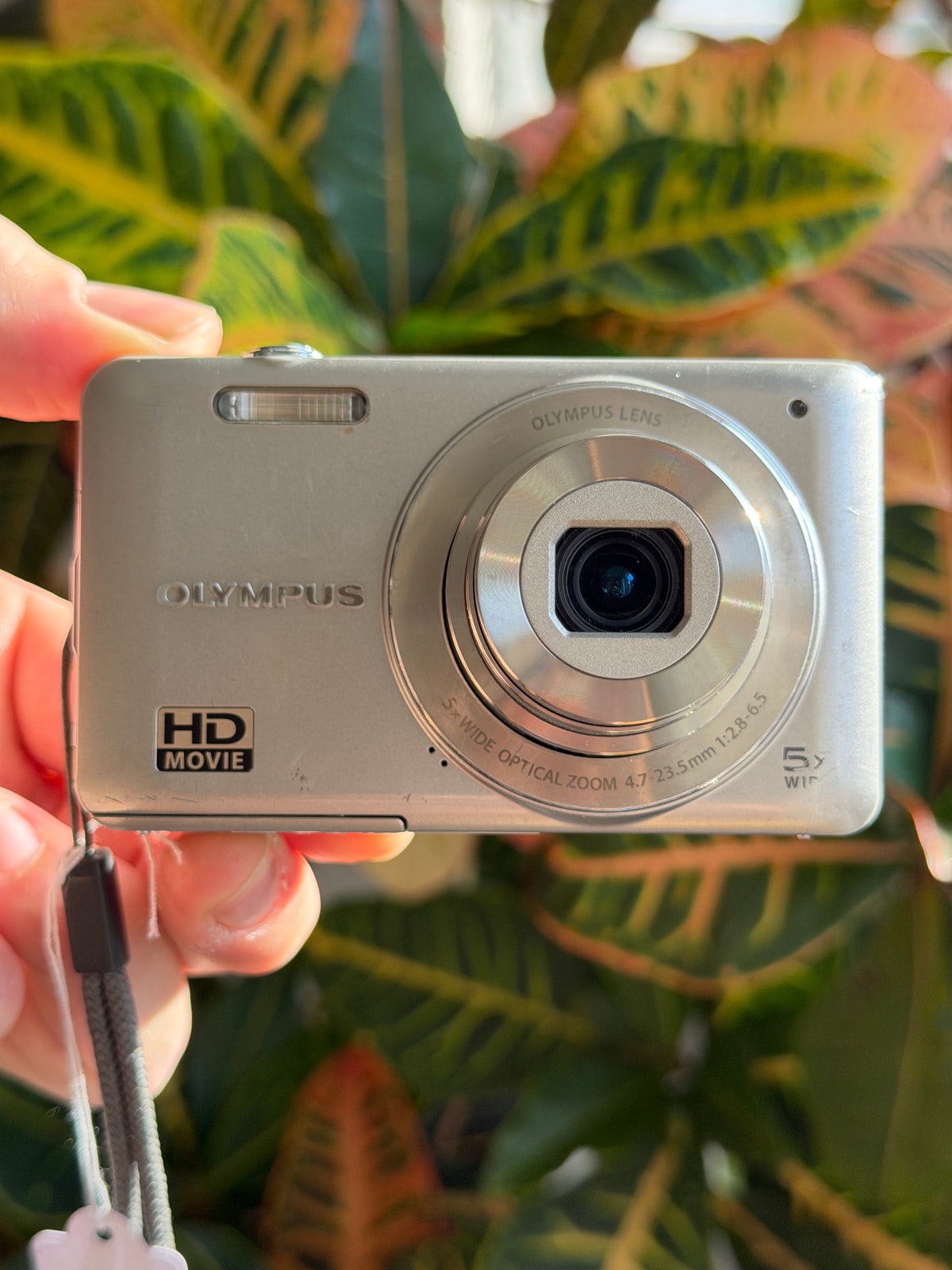 Olympus VG-120 digital camera held in hand